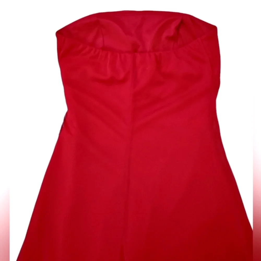 Ruby Rox Red Strapless Asymmetrical Gown with Rhinestone Accent – Women’s M - Picture 10 of 10
